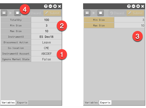 Algo Variables Pane