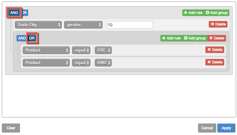 Options Electronic Eye Filter group logic