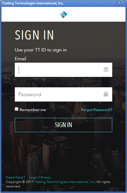 Log in screen