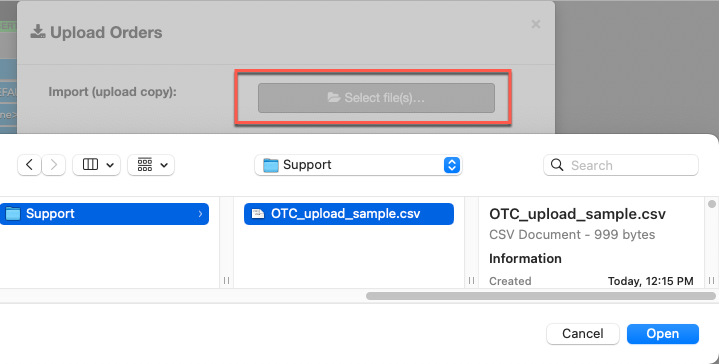 アップロード ダイアログ