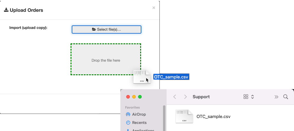 アップロード ドラッグ